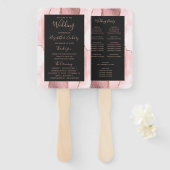 Éventail Programme de mariage rose gold et agate rose pâle (Devant et derrière)