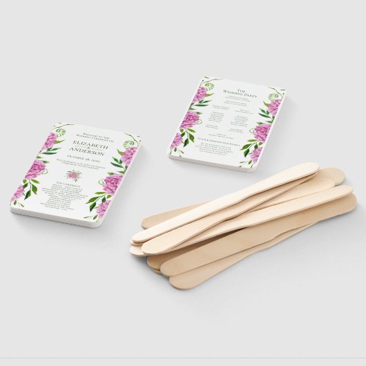 Éventail Programme de mariage rose Hydrangea (Non-assemblé)