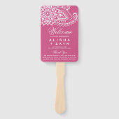 Éventail Programme de mariage rose indien Paisley (Devant)