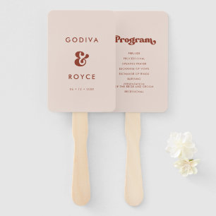 Éventail Programme de mariage rose pêche rétro élégant