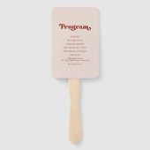Éventail Programme de mariage rose pêche rétro élégant (Dos)