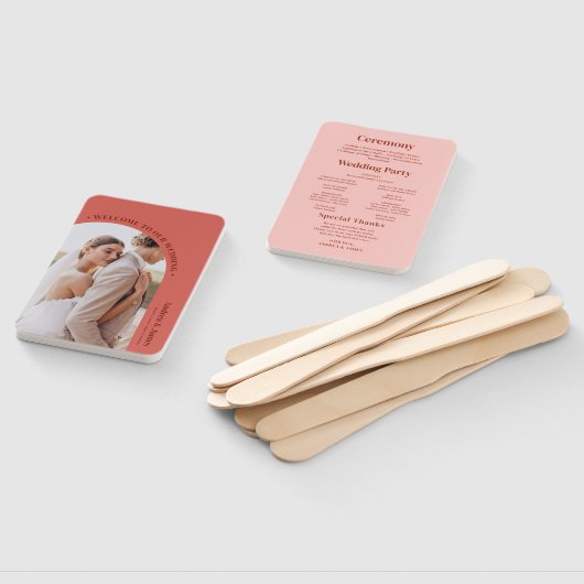 Éventail Programme de mariage rose rétro (Non-assemblé)