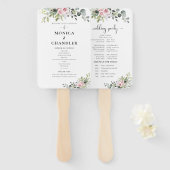 Éventail Programme de mariage rose verdure Ventilateur à ma (Devant et derrière)