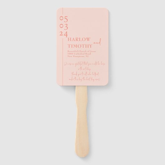 Éventail Programme de mariage rose vif (Dos)