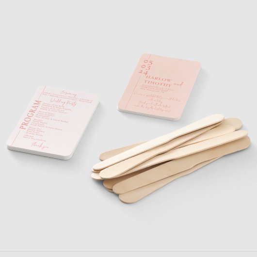 Éventail Programme de mariage rose vif (Non-assemblé)