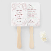 Éventail Programme de mariage rose Vintage (Devant et derrière)
