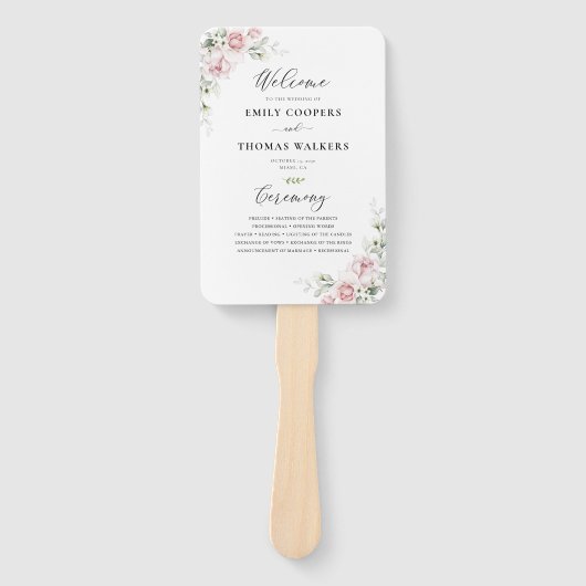 Éventail Programme de mariage Roses Roses Roses Roses Roses (Devant)