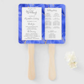 Éventail Programme de mariage Royal Blue Gold Agate (Devant et derrière)