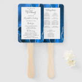 Éventail Programme de mariage Royal Blue Silver Agate (Devant et derrière)