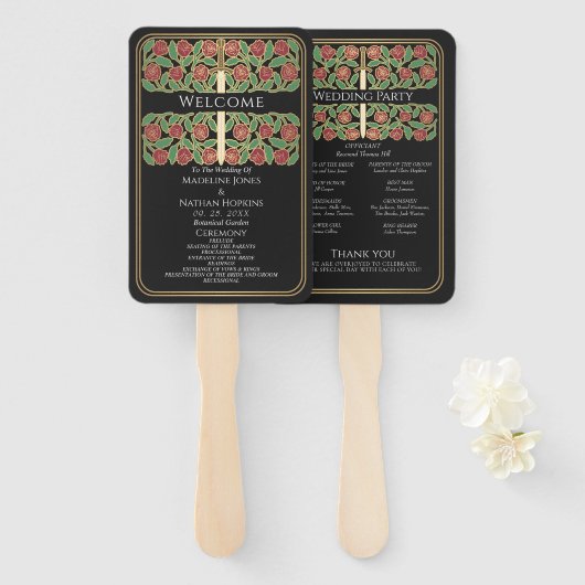 Éventail Programme de mariage royal de l'épée florale d'or  (Devant et derrière)