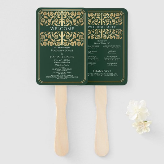 Éventail Programme de mariage royal épée dorée médiévale ve (Devant et derrière)