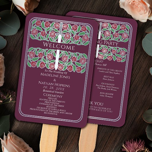 Éventail Programme de mariage royal épée florale argent mau