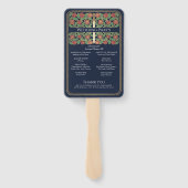 Éventail Programme de mariage royal Épée florale Or Bleu (Dos)