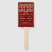 Éventail Programme de mariage royal épée florale or écarlat (Dos)