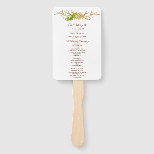 Éventail Programme de mariage Rustic Antlers & Wildflowers (Devant)