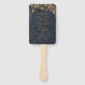 Éventail Programme de mariage Rustic Glam Bleu Or (Devant)