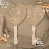 Éventail Programme de mariage Rustic Kraft Script Heart