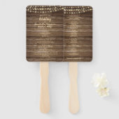 Éventail Programme de mariage Rustique à cordes de bois (Devant et derrière)