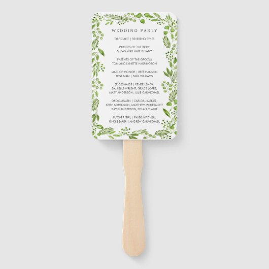 Éventail Programme de mariage rustique avec cadre de feuill (Dos)