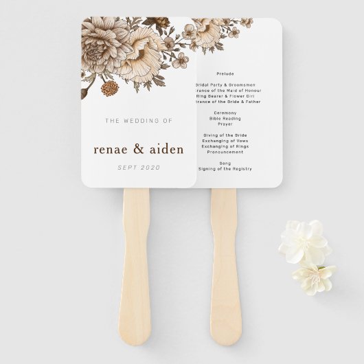 Éventail Programme de mariage rustique, Boho Woodland (Devant et derrière)