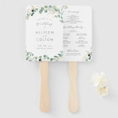Éventail Programme de mariage rustique d'eucalyptus de verd (Devant et derrière)