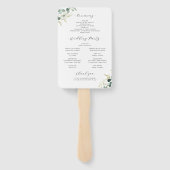 Éventail Programme de mariage rustique d'eucalyptus de verd (Dos)