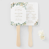 Éventail Programme de mariage rustique d'eucalyptus de verd (Devant et derrière)