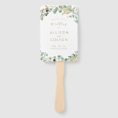 Éventail Programme de mariage rustique d'eucalyptus de verd (Devant)