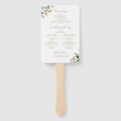 Éventail Programme de mariage rustique d'eucalyptus de verd (Dos)