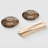 Éventail Programme de mariage rustique en bois et dentelle (Non-assemblé)