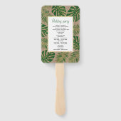 Éventail Programme de mariage rustique feuille tropical ver (Dos)