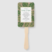 Éventail Programme de mariage rustique feuille tropical ver (Devant)