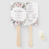 Éventail Programme de mariage rustique floral bohème rose p (Devant et derrière)