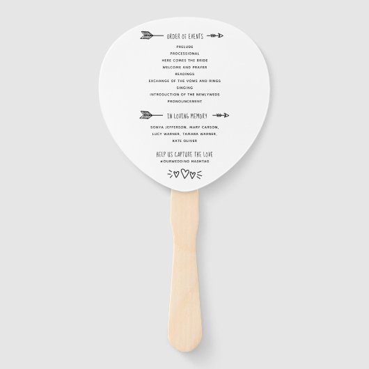 Éventail Programme de mariage rustique Ordre des événements (Dos)