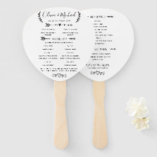 Éventail Programme de mariage rustique Ordre des événements