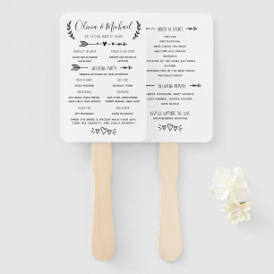 Éventail Programme de mariage rustique Ordre des événements