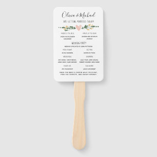 Éventail Programme de mariage rustique Ordre des événements