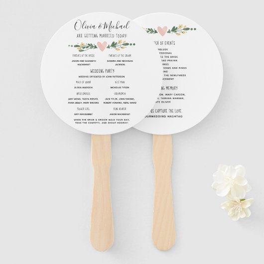 Éventail Programme de mariage rustique Ordre des événements (Devant et derrière)