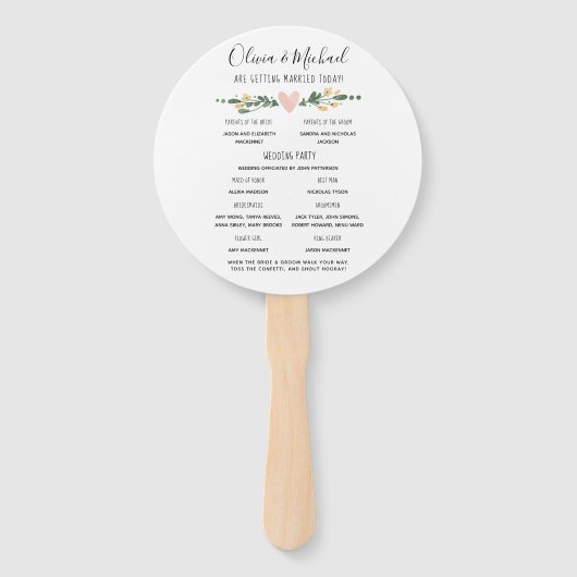 Éventail Programme de mariage rustique Ordre des événements (Devant)