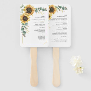 Éventail Programme de mariage rustique tournesol eucalyptus