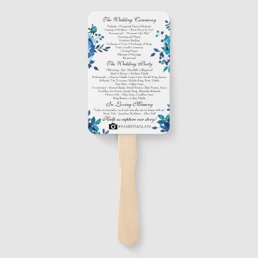 Éventail Programme de mariage rustique Ventilateur Aquarell (Dos)