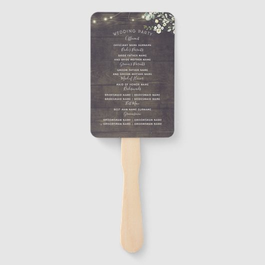 Éventail Programme de mariage rustique vert | Menu (Dos)