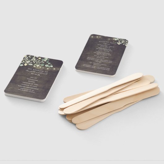 Éventail Programme de mariage rustique vert | Menu (Non-assemblé)