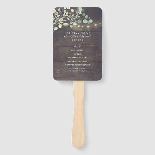 Éventail Programme de mariage rustique vert | Menu (Devant)