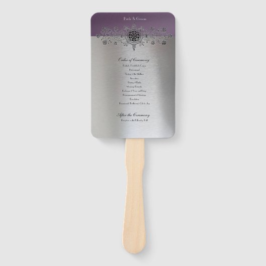 Éventail Programme de mariage Silver Purple (Devant)