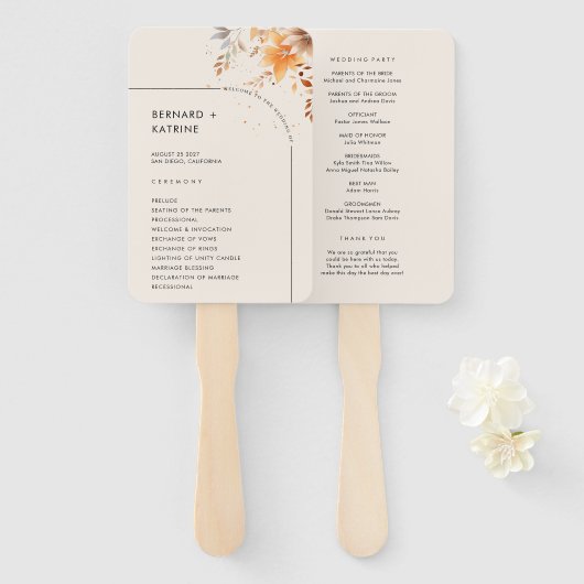Éventail Programme de mariage simple (Devant et derrière)