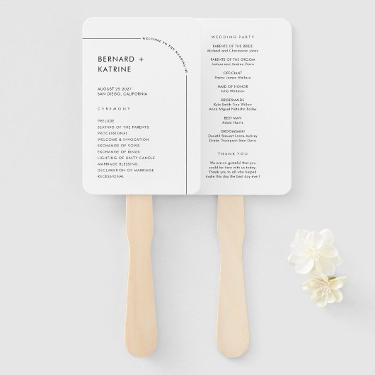 Éventail Programme de mariage simple (Devant et derrière)