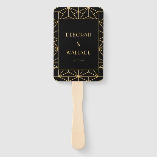 Éventail programme de mariage simple art déco des années 19 (Devant)