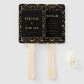 Éventail programme de mariage simple art déco des années 19 (Devant et derrière)