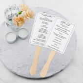 Éventail Programme de mariage simple en noir et blanc monog